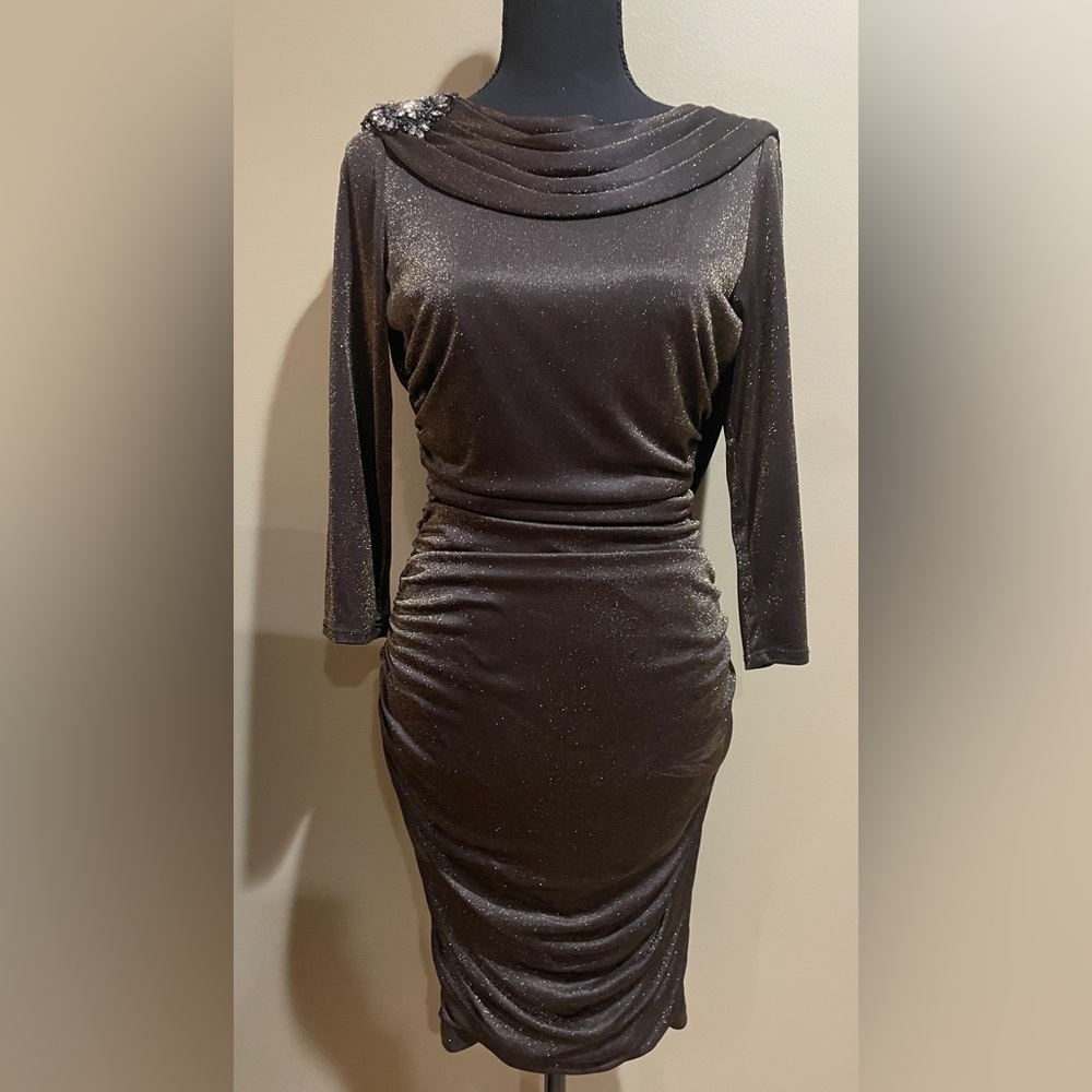David Meister Black Sparkle Long Sleeve Dress Offers Welcome!